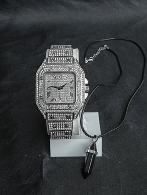 Men Watch Luxury Diamond Square Roman Dial